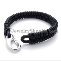 Elegante Leren Titanium Armband