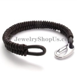 Prachtige Bruine Titanium En Leren Armband