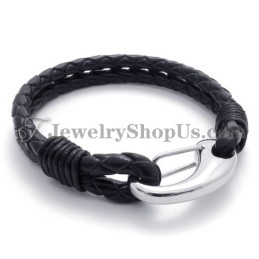 Elegante Titanium Leren Armband