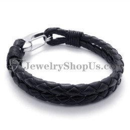 Elegante Titanium Leren Armband