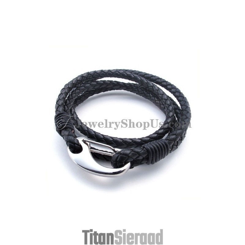 Titanium Leren Armband