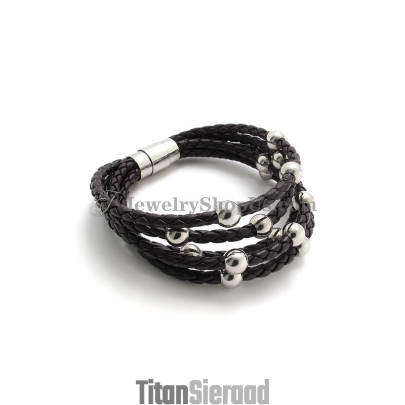 Mode Bruin Leer Met Titanium Armband Mode Bruin Leer Met Titanium Armband