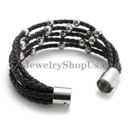 Mode Bruin Leer Met Titanium Armband