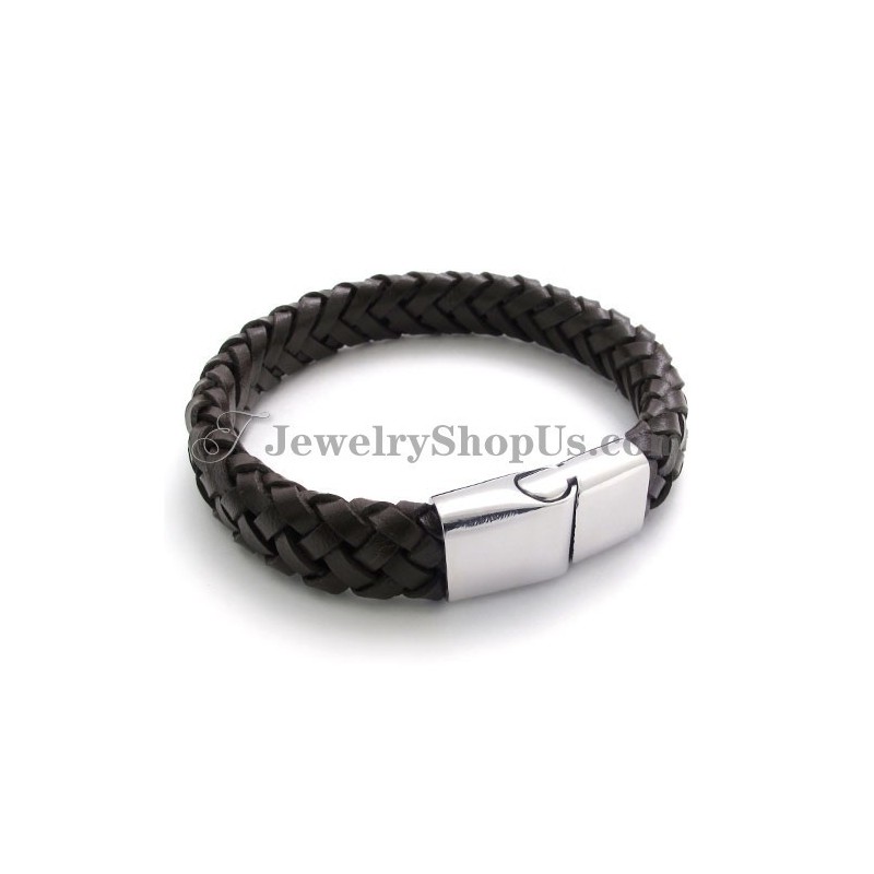 Prachtige Leren Titanium Armband