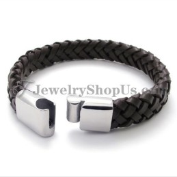 Prachtige Leren Titanium Armband