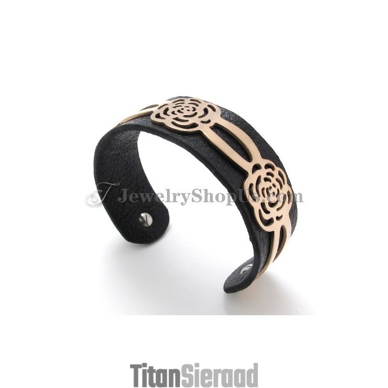 Prachtige Titanium Leren Armband