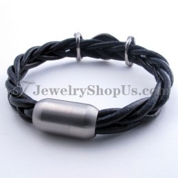 Mode Leren Titanium Armband