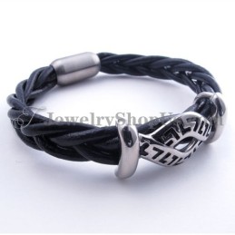 Mode Leren Titanium Armband