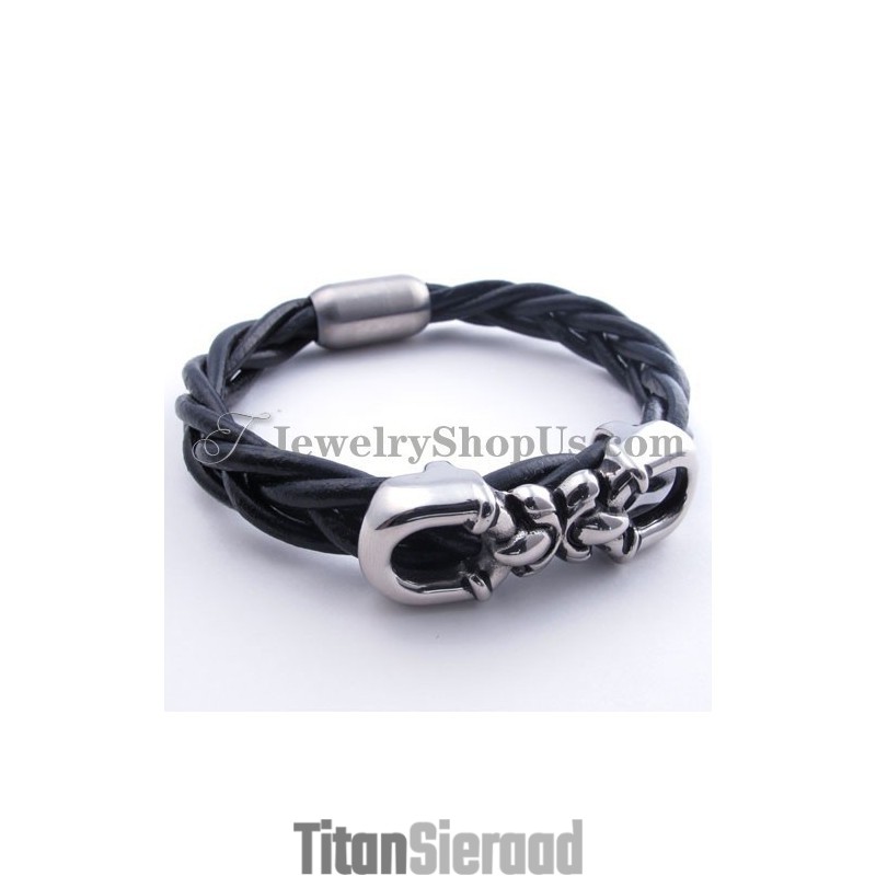 Mode Titanium Leren Armband Mode Titanium Leren Armband
