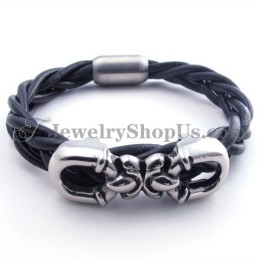 Mode Titanium Leren Armband