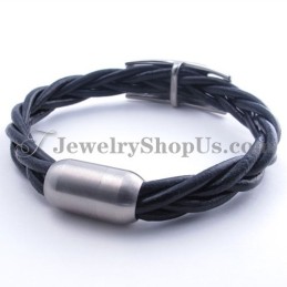Elegante Titanium Leren Armband