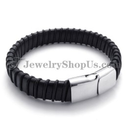 Prachtig Zwart Titanium Met Leren Band