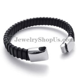 Prachtig Zwart Titanium Met Leren Band