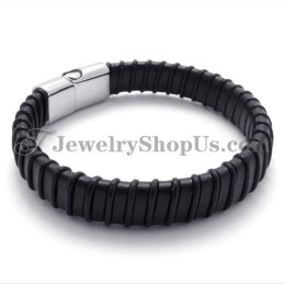 Prachtig Zwart Titanium Met Leren Band