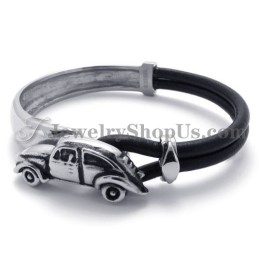 Elegante Leren Armband Met Titanium