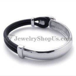 Elegante Leren Armband Met Titanium
