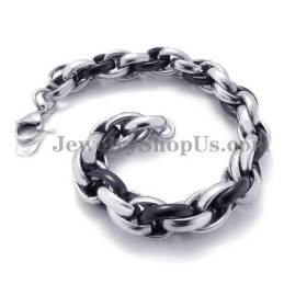 Mode Zwarte En Zilveren Titanium Armband
