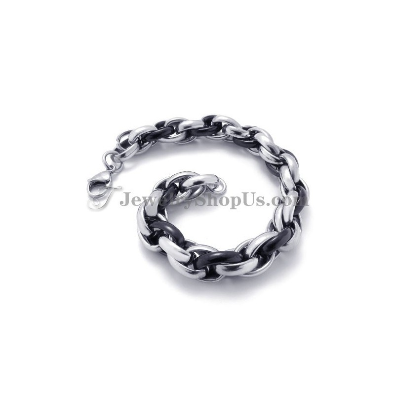 Mode Zwarte En Zilveren Titanium Armband Mode Zwarte En Zilveren Titanium Armband