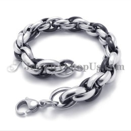 Mode Zwarte En Zilveren Titanium Armband
