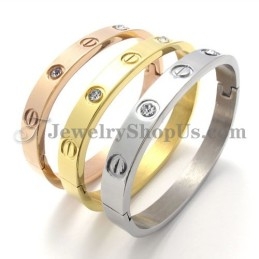 Mode Zilveren Titanium Armband Met Strass