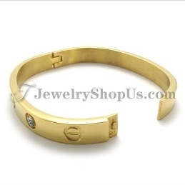 Mode Gouden Titanium Armband Met Strass