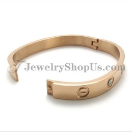 Mode Roségouden Titanium Armband Met Strass