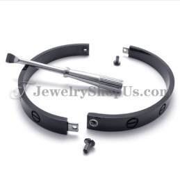 Elegante Zwarte Titanium Armband Voor Dames