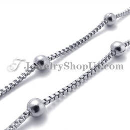 Elegante Damesketting Met Titanium Zilveren Kralen