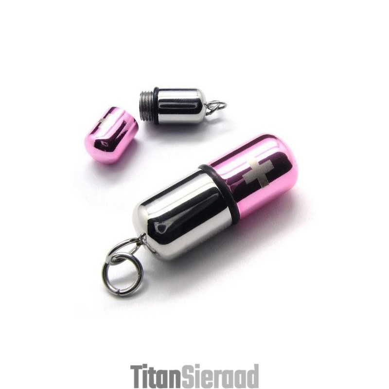 Roze Zilveren Pilhanger Kruisketting Van Puur Titanium Roze Zilveren Pilhanger Kruisketting Van Puur Titanium