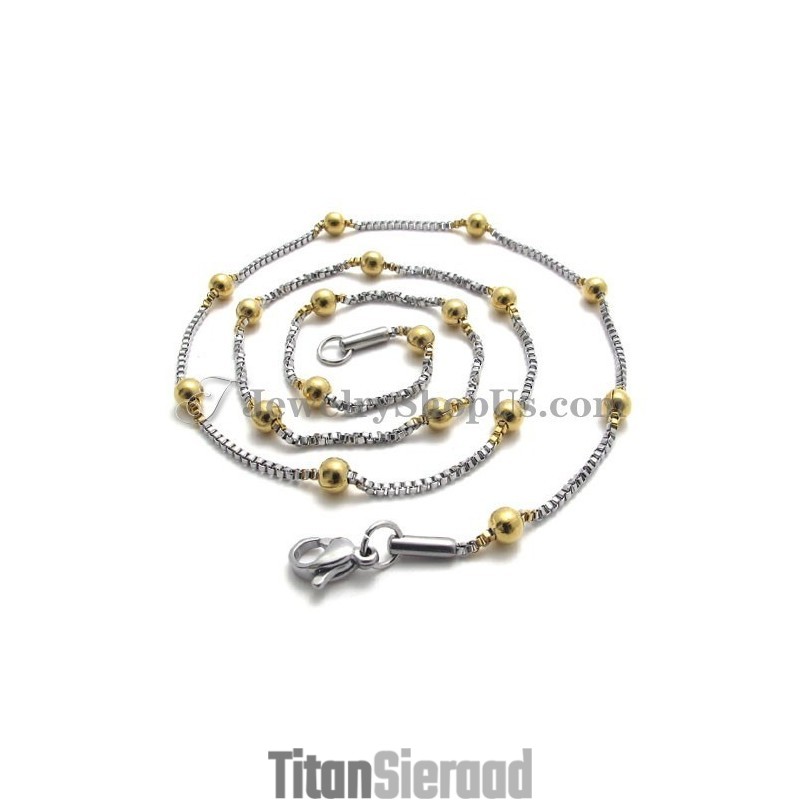 Elegante Damesketting Met Titanium Gouden Kralen Elegante Damesketting Met Titanium Gouden Kralen