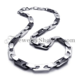 Elegante Zwarte En Zilveren Titanium Ketting
