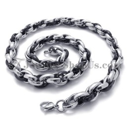 Elegante Zwarte En Zilveren Titanium Ketting