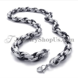 Elegante Zwarte En Zilveren Titanium Ketting