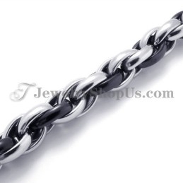 Elegante Zwarte En Zilveren Titanium Ketting