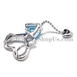 925 Zilveren Sweet Heart Hanger Met Zirkonia (Galvaniserend Platina) Met Gratis Ketting
