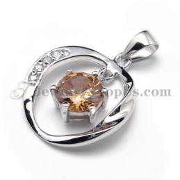 925 Zilveren Zirkonia Hanger (Galvaniserend Platina) Met Gratis Ketting