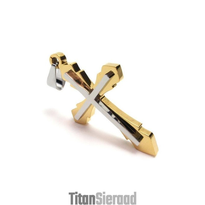 Gouden Kruishanger Voor Heren Van Puur Titanium (Nieuw) Gouden Kruishanger Voor Heren Van Puur Titanium (Nieuw)