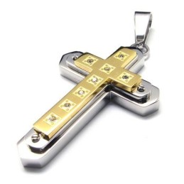 Heren Gouden Puur Titanium Kruis Hanger Ketting