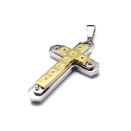 Heren Gouden Puur Titanium Kruis Hanger Ketting