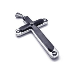 Heren Zwarte Pure Titanium Kruis Hanger Ketting