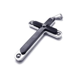 Heren Zwarte Pure Titanium Kruis Hanger Ketting