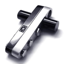 Heren Zwart Zilver Puur Titanium Kruis Hanger Ketting