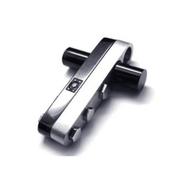 Heren Zwart Zilver Puur Titanium Kruis Hanger Ketting