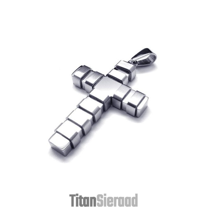 Herenketting Met Kruishanger Van Zuiver Titanium In Zilver (Nieuw) Herenketting Met Kruishanger Van Zuiver Titanium In Zilver (Nieuw)