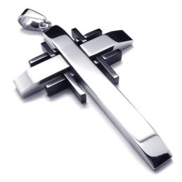 Heren Zwart Zilver Puur Titanium Kruis Ketting Hanger