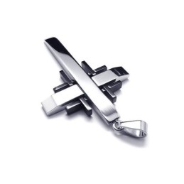 Heren Zwart Zilver Puur Titanium Kruis Ketting Hanger