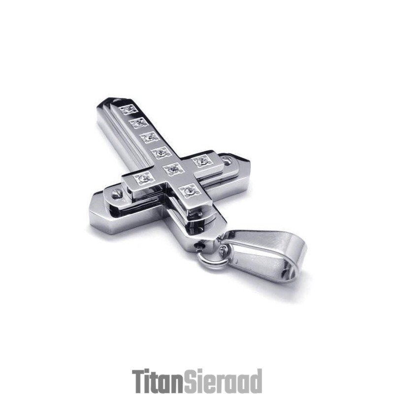 Heren Zilveren Kruisketting Met Hanger Van Puur Titanium Heren Zilveren Kruisketting Met Hanger Van Puur Titanium