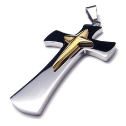 Heren Zilveren Gouden Kruis Hanger Ketting Van Puur Titanium