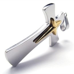 Heren Zilveren Gouden Kruis Hanger Ketting Van Puur Titanium