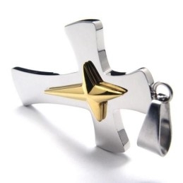 Heren Zilveren Gouden Kruis Hanger Ketting Van Puur Titanium